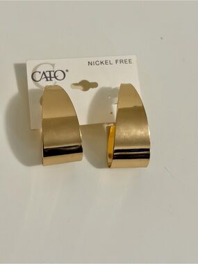Cato Shiny Gold Folded Hoop Earrings